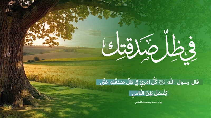 قال كل امرئ في ظل صدقته حتى يفصل بين الناساستظل بأثر عطائك واجعل صدقتك لك أمانا ورفعة